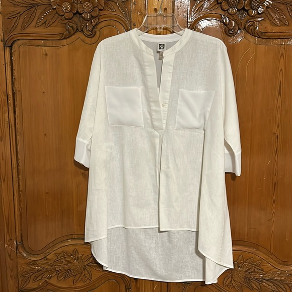 Anne Klein Tops - Anne Klein High Low Long Tunic Linen/Cotton Blend Oversized Small